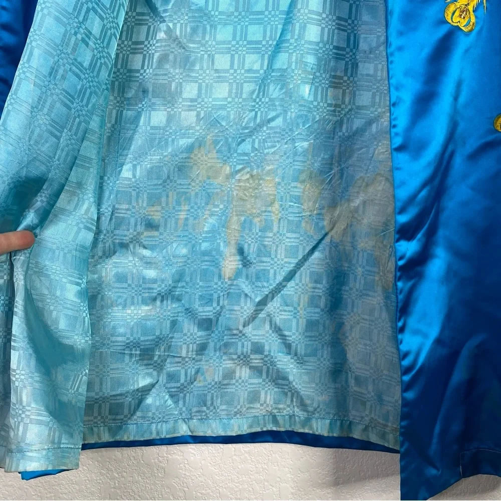 Vintage Mitopa Department Store Blue Satin Dragon Embroidered Asian Robe - Picture 11 of 14
